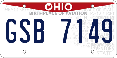 OH license plate GSB7149