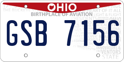 OH license plate GSB7156