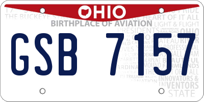 OH license plate GSB7157