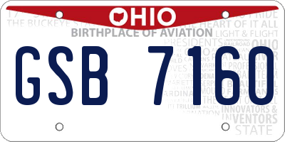 OH license plate GSB7160