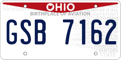 OH license plate GSB7162