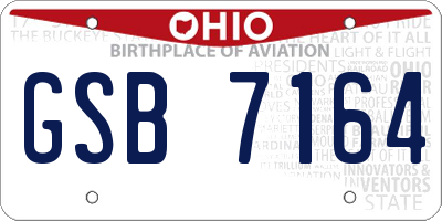 OH license plate GSB7164