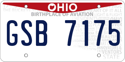 OH license plate GSB7175