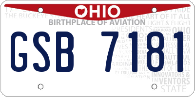 OH license plate GSB7181