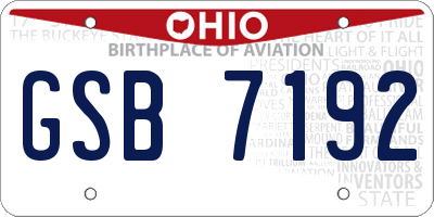OH license plate GSB7192