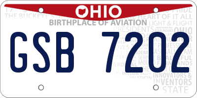 OH license plate GSB7202
