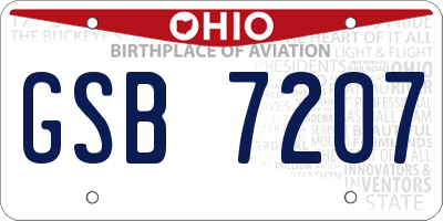 OH license plate GSB7207
