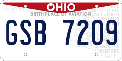 OH license plate GSB7209