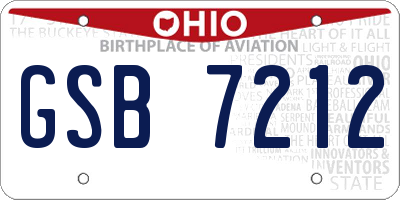 OH license plate GSB7212