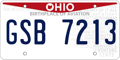 OH license plate GSB7213