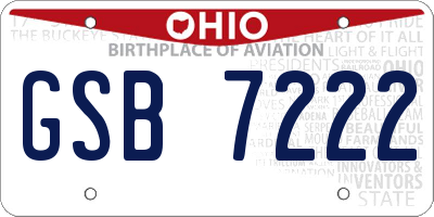 OH license plate GSB7222