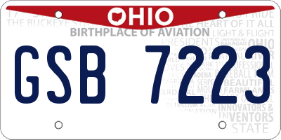 OH license plate GSB7223
