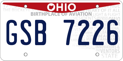 OH license plate GSB7226