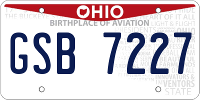 OH license plate GSB7227