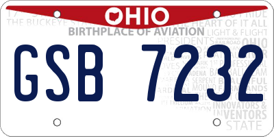 OH license plate GSB7232