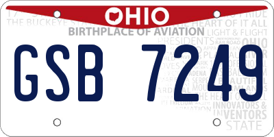 OH license plate GSB7249