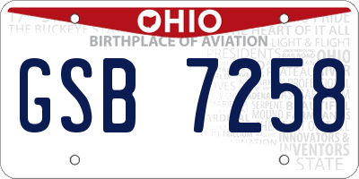 OH license plate GSB7258