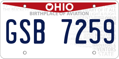 OH license plate GSB7259