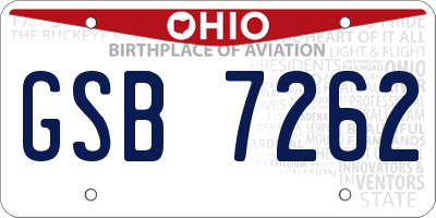 OH license plate GSB7262