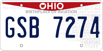OH license plate GSB7274