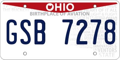 OH license plate GSB7278