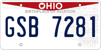 OH license plate GSB7281