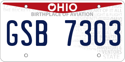 OH license plate GSB7303
