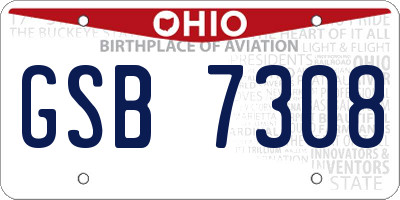 OH license plate GSB7308
