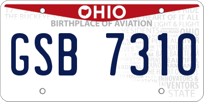OH license plate GSB7310