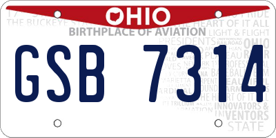 OH license plate GSB7314