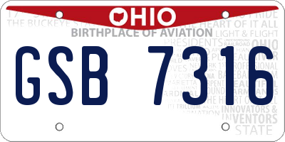 OH license plate GSB7316