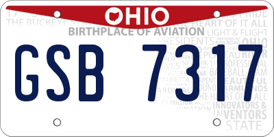 OH license plate GSB7317