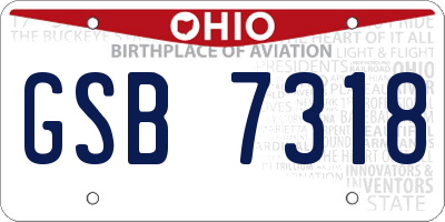 OH license plate GSB7318