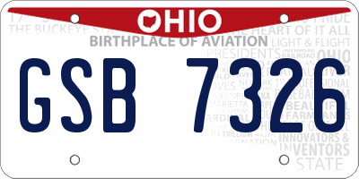 OH license plate GSB7326