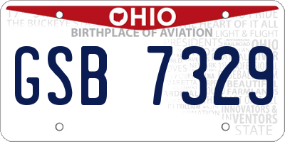OH license plate GSB7329
