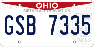 OH license plate GSB7335