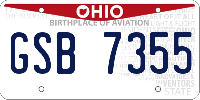 OH license plate GSB7355