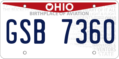 OH license plate GSB7360