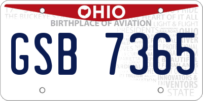 OH license plate GSB7365