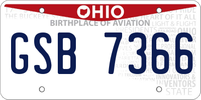 OH license plate GSB7366