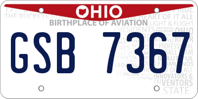 OH license plate GSB7367