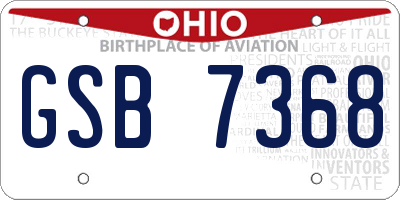 OH license plate GSB7368