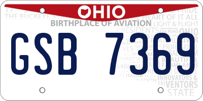 OH license plate GSB7369