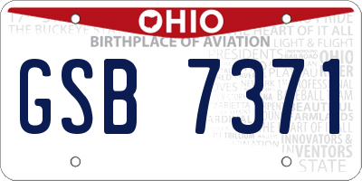 OH license plate GSB7371