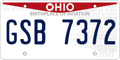 OH license plate GSB7372