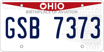 OH license plate GSB7373