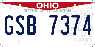 OH license plate GSB7374