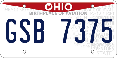 OH license plate GSB7375