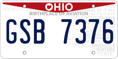 OH license plate GSB7376