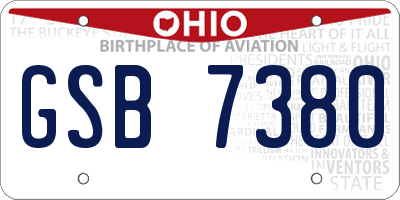 OH license plate GSB7380